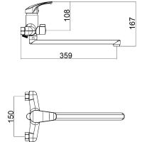Смеситель для ванны Orange OneLife P11-218cr универсальный Хром — фото 7, Смеситель для ванны