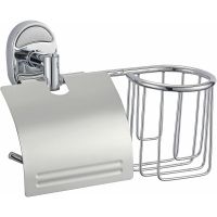 Держатель туалетной бумаги и освежителя воздуха Viko V-414 с крышкой Хром — фото 1, Держатели туалетной бумаги