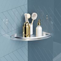 Стеклянная полка AM.PM Sense L A7456100 угловая Серебристая — фото 2, Полки для ванной и душа