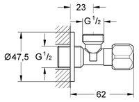 Вентиль запорный Grohe 2201600M угловой 10 шт Хром — фото 3, Комплектующие для душевого оборудования