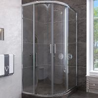 Душевой уголок Veconi Rovigo RV-107 90x90 RV107-90-01-C4 профиль Хром стекло прозрачное — фото 1, Душевые уголки четверть круга