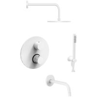 Душевая система Paffoni Light KITLIQ019BO046KING с термостатом Белая матовая — фото 1, Встраиваемые душевые комплекты