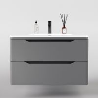 Тумба под раковину Style Line Марелла 90 Люкс Plus подвесная Серый матовый антискрейтч арт-СС-00002415 — фото 2, Тумбы под раковину