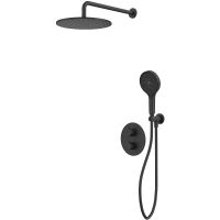 Душевая система Whitecross Y black YSET08TOPBL с термостатом Черная матовая — фото 1, Душевое оборудование. Душевая программа