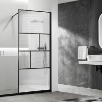 Душевая перегородка Vincea Walk-In 100 VSW-1HC100CFB профиль Черный матовый стекло прозрачное/рифленое — фото 2, Душевые перегородки