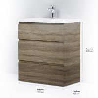 Тумба под раковину AM.PM Gem S 75 M91FSX0752OF Светлый дуб — фото 10, Тумбы под раковину