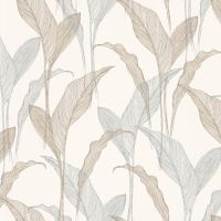 Обои Erismann Elle 2 12117-08 Винил на флизелине (1,06*10,05) Серый/Бежевый, Листья — фото 1, Обои для стен