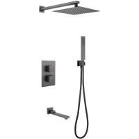 Душевая система Abber Daheim AF8250NG с термостатом Никель — фото 1, Встраиваемые душевые комплекты