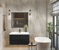 Тумба под раковину Cezares Molveno 80 MOLVENO-80-2C-SO-NR подвесная Nero — фото 9, Мебель для ванной