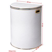 Корзина для белья Geralis KWG-O Croco Белая, кант Золото, полукруглая — фото 5, Корзины для белья