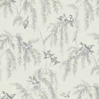 Обои LOYMINA Шелковый путь SLK5 006 Флизелин (1*10,05) Серый/Зеленый, Птицы/Листья — фото 1, Обои для стен
