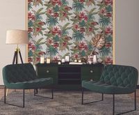 Обои Alessandro Allori Grace 1801-1 Винил на флизелине (1,06*10,05) Красный/Зеленый, Цветы — фото 2, Обои для стен