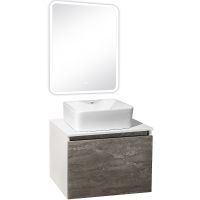 Тумба под раковину Runo Бари 60 00-00001378 подвесная Железный камень Белая — фото 24, Тумбы под раковину