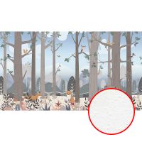 Фреска детская Ortograf Little Friends 34409 Фактура бархат FX Флизелин (5,4*3) Голубой/Коричневый, Деревья/Животные — фото 1, Фрески