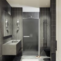 Душевая дверь Maybah Glass MGD-457-5 800x1980 на монопетле Хром матовый стекло графитовое матовое — фото 2, Душевые двери в нишу