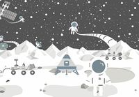 Фреска детская Ortograf Детские 33305 Фактура флок FLK Флизелин (3,9*2,7) Белый/Серый, Космос — фото 2, Фрески