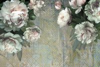 Фреска Ortograf Цветы 34060 Фактура бархат FX Флизелин (4*2,7) Зеленый/Белый/Серый, Цветы/Геометрия — фото 2, Фрески