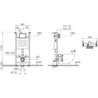 Комплект унитаза с инсталляцией Vitra Integra Square 9856B003-7207 с сиденьем Микролифт и клавишей смыва Хром глянцевый — фото 13, Комплекты унитаз + инсталляция