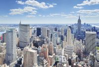 Фреска Ortograf Небоскребы 4154 Фактура бархат FX Флизелин (4*2,7) Голубой/Серый, Город — фото 2, Фрески