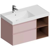 Тумба под раковину Kerama Marazzi Cubo 90 L CUB.90.2Lh\MAL.N подвесная Мальва матовый Структурированный орех — фото 1, Мебель для ванной