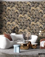 Обои Wiganford by Solo Fusion ER2218 Винил на флизелине (1,06*10,05) Черный/Золото, Деревья/Абстракция — фото 2, Обои для стен