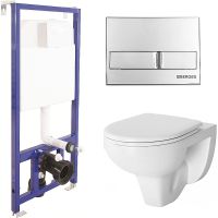 Комплект унитаза Damixa Jupiter DX77C1738SC с инсталляцией Berges Novum L3 040213 с сиденьем Микролифт и клавишей смыва Хром — фото 1, Комплекты унитаз + инсталляция