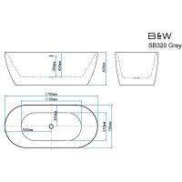 Акриловая ванна Black&White Swan SB320 Grey 170x78 320SBGR Серая матовая Белая глянцевая  без гидромассажа — фото 5, Ванны
