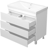 Тумба с раковиной Misty Софт 90 УТ000015031 Белая глянцевая — фото 3, Мебель для ванной