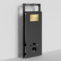 Инсталляция WasserKRAFT Salm 27TLT.010.ME.BL.MG01 для унитаза Черное стекло с клавишей смыва Золото матовое — фото 1, Инсталляции для унитазов