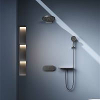 Товар: Душевая система Vincea Futura с термостатом Вороненая сталь арт-VSFW-2F12TGM - фото 2 Душевая система Vincea Futura с термостатом Вороненая сталь арт-VSFW-2F12TGM — фото 2, Встраиваемые душевые комплекты