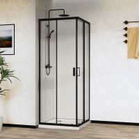 Душевой уголок Vincea City 90х90 VSS-5CT900CLB профиль Черный стекло прозрачное — фото 2, Квадратные душевые уголки