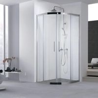 Душевой уголок Aquanet Delta NPE2142 100x100 радиальный профиль Хром, стекло прозрачное — фото 1, Душевые уголки четверть круга