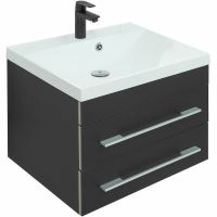 Тумба с раковиной Aquanet Верона New 58 281095 подвесная Черная матовая — фото 1, Тумбы с раковиной