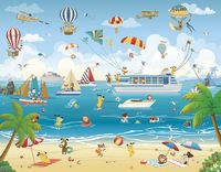 Фреска детская Ortograf Детские 21169 Фактура бархат FX Флизелин (3,85*3) Разноцветный, Корабли/Люди/Море — фото 2, Фрески