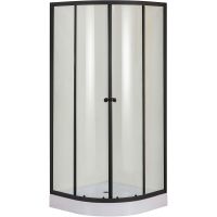 Душевой уголок Orange E01-100TB 100x100 профиль Черный стекло прозрачное — фото 1, Душевые уголки четверть круга