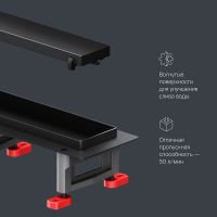 Душевой лоток AM.PM MasterFlow 60 W01SC-U11-060-04BM с Черной матовой решеткой / под плитку Tile — фото 27, Душевые лотки