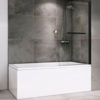 Шторка на ванну Abber Ewiges Wasser AG50080B профиль Черный стекло прозрачное — фото 1, Шторки для ванной распашные