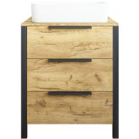 Тумба под раковину Sanflor Гард 70/2 С22582 Дуб крафт золотой Черный — фото 1, Тумбы под раковину