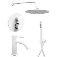 Комплект смесителей Paffoni Light KITLIQ018BO071 Белый матовый — фото 1, Готовые комплекты для ванной комнаты