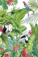 Фреска Ortograf Its Jungle 33670 Фактура бархат FX Флизелин (2*3) Зеленый/Разноцветный, Листья/Птицы/Цветы — фото 2, Фрески