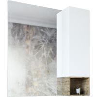 Зеркало со шкафом Sanflor Даллас 80 R С04835 Белый матовый Дуб рустикальный — фото 1, Зеркальные шкафы в ванную