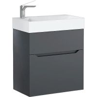 Тумба под раковину Raval Brik 55 Brk.01.55/P/A/RL подвесная Антрацит — фото 1, Тумбы под раковину