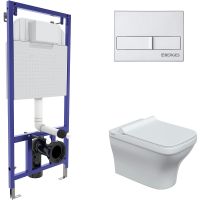 Комплект унитаза с инсталляцией Berges Novum 042453 с сиденьем Микролифт и клавишей смыва Хром матовый — фото 1, Комплекты унитаз + инсталляция