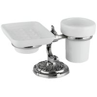Стакан для зубных щеток с мыльницей Art&Max Barocco AM-1789-Cr Хром — фото 1, Мыльницы