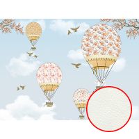Фреска детская Ortograf Для самых маленьких 32909 Фактура флок FLK Флизелин (3,7*2,7) Голубой/Бежевый, Воздушные шары — фото 1, Фрески