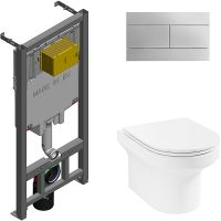 Комплект унитаза с инсталляцией Jacob Delafon Elite E21742RU-00 с сиденьем Микролифт и клавишей смыва Хром — фото 1, Комплекты унитаз + инсталляция