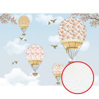 Фреска детская Ortograf Для самых маленьких 32909 Фактура бархат FX Флизелин (3,7*2,7) Голубой/Бежевый, Воздушные шары — фото 1, Фрески