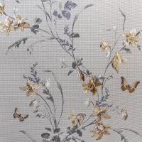 Обои Andrea Rossi Gavi 54373-1 Винил на флизелине (1,06*10) Белый/Бежевый/Серый, Бабочки/Цветы — фото 1, Обои для стен