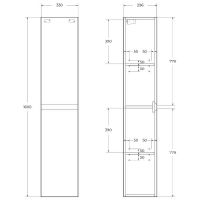 Шкаф пенал BelBagno Kraft 33 R KRAFT-1600-2A-SC-RGB-R подвесной Rovere Galifax Bianco — фото 6, Пеналы для ванной комнаты