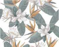 Керамическое панно Azori Calacatta Ivori Strelitzia 00-00000702 40,2х50,5 см — фото 1, Керамическая плитка